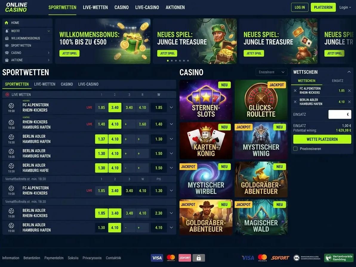 Lobby von Marvel mit Slots, Live-Casino und Tischspielen